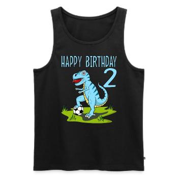 Dinosaurier Rex Fußball 2 Happy Birthday Blau - Männer Premium Bio Tank Top - Schwarz - Vorne - Michal (187cm)