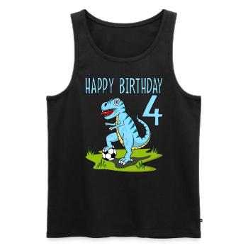 Dinosaure Rex Football 4 Joyeux Anniversaire Bleu - Débardeur bio Premium Homme - noir - Devant - Michal (187cm)