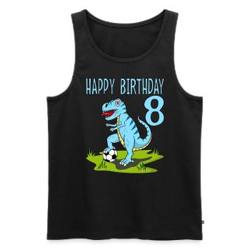 Dinosaur Rex Football 8 Happy Birthday Blue - Men's Premium Organic Tank Top - black - Front - AI Model Male 178 light (178cm)