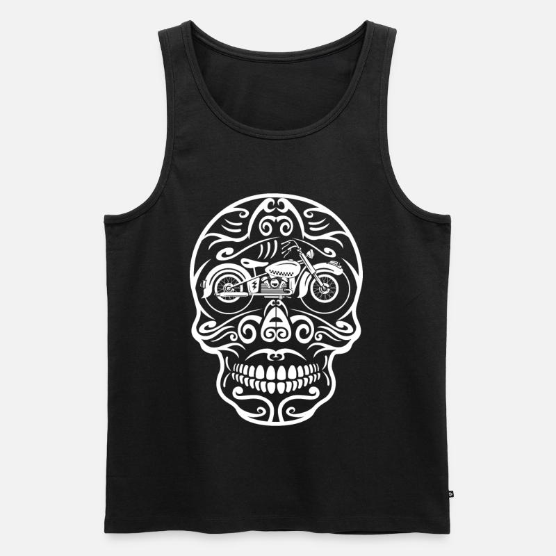 Skull Retro Motorrad - Männer Premium Bio Tank Top - Schwarz