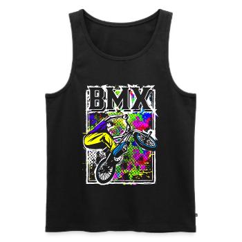 BMX coloré pour les enfants et les adolescents | BMX coloré - Débardeur bio Premium Homme - noir - Devant - Michal (187cm)