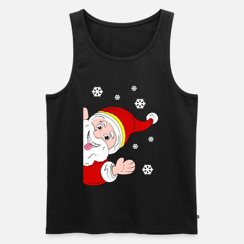 Froher Weihnachtsmann Schneegruß - Männer Premium Bio Tank Top - Schwarz