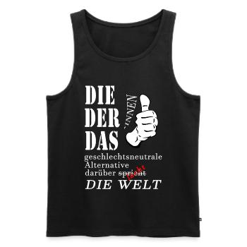 DIE DER DAS über die die Welt spricht lacht Gender - Männer Premium Bio Tank Top - Schwarz - Vorne - Michal (187cm)