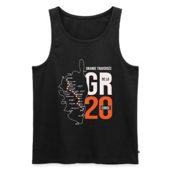 GR 20 carte randonnee gr 20 rando Corse - Débardeur bio Premium Homme - noir - Devant - Michal (187cm)
