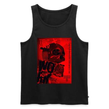 Crâne Rouge Techno Urbain - Débardeur bio Premium Homme - noir - Devant - AI Model Male 178 light (178cm)