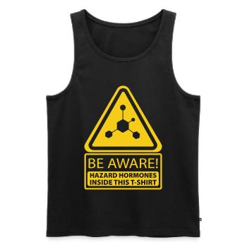 Teen hormone danger t-shirt - Men's Premium Organic Tank Top - black - Front - AI Model Male 178 light (178cm)