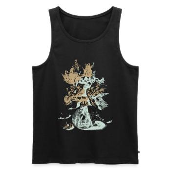 Vase à fleurs vintage avec des roses - Débardeur bio Premium Homme - noir - Devant - Michal (187cm)