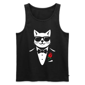The Cool Cat - Männer Premium Bio Tank Top - Schwarz - Vorne - Michal (187cm)