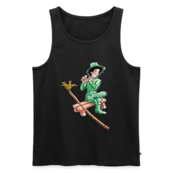 the green vagabond playing the Flute - Men's Premium Organic Tank Top - black - Front - AI Model Male 178 light (178cm)