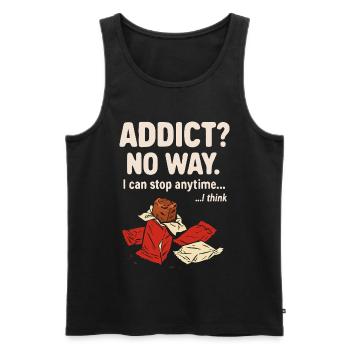 Addict No Way Funny Self-Improvement Tee - Men's Premium Organic Tank Top - black - Front - Michal (187cm)