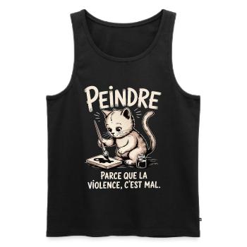 Peindre parce que la violence c'est mal - Débardeur bio Premium Homme - noir - Devant - Michal (187cm)