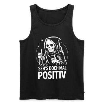 Seh's Doch Mal Positiv Grim Reaper - Männer Premium Bio Tank Top - Schwarz - Vorne - AI Model Male 178 light (178cm)