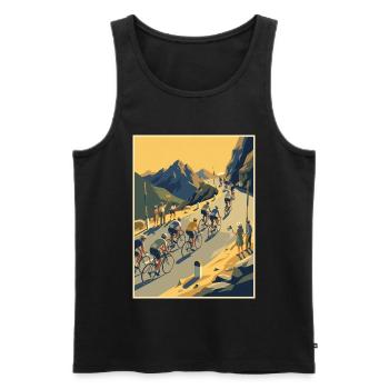 Mountain Ascent — Cycling Memory - Men's Premium Organic Tank Top - black - Front - AI Model Male 178 light (178cm)