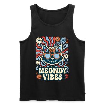 Meowdy Vibes Retro Katze - Männer Premium Bio Tank Top - Schwarz - Vorne - Michal (187cm)