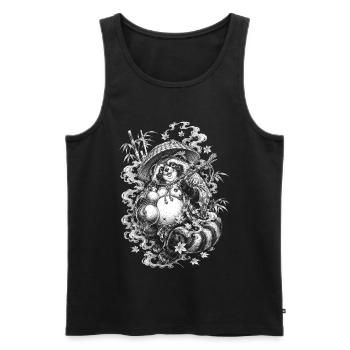 Tanuki japonais dans le style de tatouage Irezumi - Débardeur bio Premium Homme - noir - Devant - Michal (187cm)