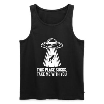 UFO-Entführungstext-Tee - Männer Premium Bio Tank Top - Schwarz - Vorne - Michal (187cm)