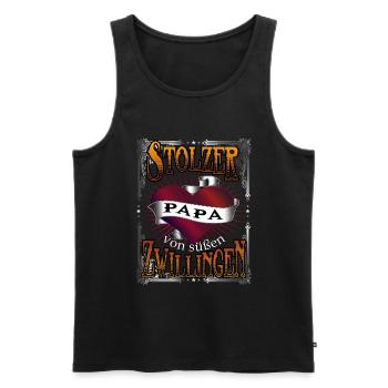 Stolzer Papa von Zwillingen - Männer Premium Bio Tank Top - Schwarz - Vorne - Michal (187cm)