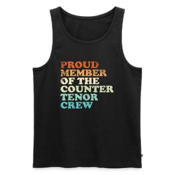Proud Member of the Countertenor Crew - retro hell - Männer Premium Bio Tank Top - Schwarz - Vorne - Michal (187cm)