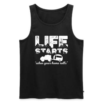 life starts when your home rolls - Men's Premium Organic Tank Top - black - Front - AI Model Male 178 light (178cm)