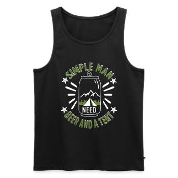 simple man Need beer and a tent - Männer Premium Bio Tank Top - Schwarz - Vorne - AI Model Male 178 light (178cm)