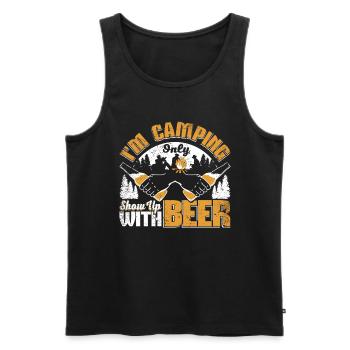 I'm camping Only show up with beer - Men's Premium Organic Tank Top - black - Front - AI Model Male 178 light (178cm)