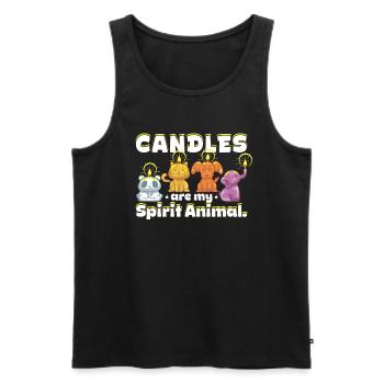 Les bougies sont mon animal spirituel. - Débardeur bio Premium Homme - noir - Devant - AI Model Male 178 light (178cm)