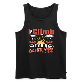 I climb for a killer view - Men's Premium Organic Tank Top - black - Front - Michal (187cm)