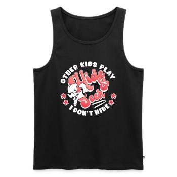 Andere Kinder spielen Verstecken, ich verstecke mich nicht - Männer Premium Bio Tank Top - Schwarz - Vorne - AI Model Male 178 light (178cm)