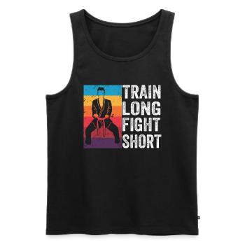 Train Long Fight kurz - Männer Premium Bio Tank Top - Schwarz - Vorne - AI Model Male 178 light (178cm)
