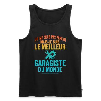 Meilleur garagiste du monde idée cadeau - Débardeur bio Premium Homme - noir - Devant - Michal (187cm)