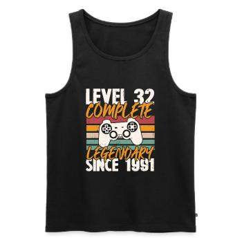 Birthday Gift, Level 32 Complete 1991 - Men's Premium Organic Tank Top - black - Front - Michal (187cm)