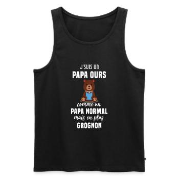 Je suis un papa ours comme un papa normal cadeau - Débardeur bio Premium Homme - noir - Devant - AI Model Male 178 light (178cm)