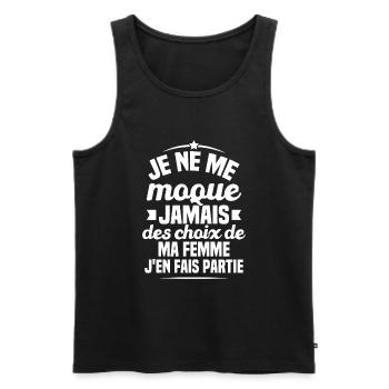 Je ne me moque jamais des choix - Débardeur bio Premium Homme - noir - Devant - AI Model Male 178 light (178cm)