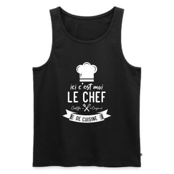 Ici c'est moi le chef certifié original de cuisine - Débardeur bio Premium Homme - noir - Devant - AI Model Male 178 light (178cm)