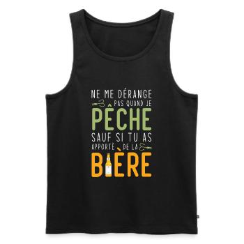 Je pêche sauf si tu as apportè de la bière - Débardeur bio Premium Homme - noir - Devant - Michal (187cm)