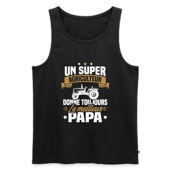 Super agriculteur donne toujours le meilleur papa - Débardeur bio Premium Homme - noir - Devant - Michal (187cm)