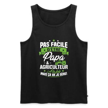 Pas facile d'être papa et agriculteur - Débardeur bio Premium Homme - noir - Devant - Michal (187cm)