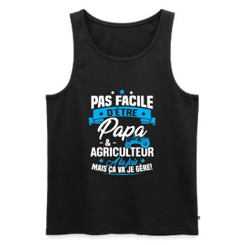 Pas facile d'être papa et agriculteur - Débardeur bio Premium Homme - noir - Devant - Michal (187cm)