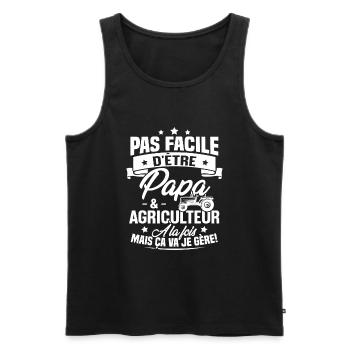 Pas facile d'être papa et agriculteur - Débardeur bio Premium Homme - noir - Devant - Michal (187cm)