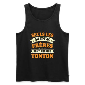 Seuls les super frères sont promus tonton - Débardeur bio Premium Homme - noir - Devant - Michal (187cm)