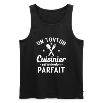 Un tonton cuisinier est un tonton parfait - Débardeur bio Premium Homme - noir - Devant - Michal (187cm)