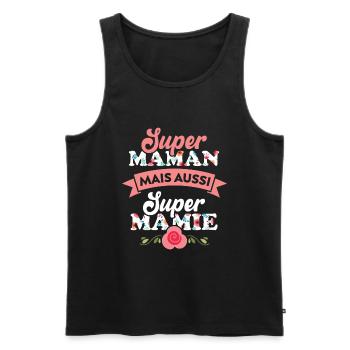 Super Maman mais aussi super Mamie - Débardeur bio Premium Homme - noir - Devant - Michal (187cm)