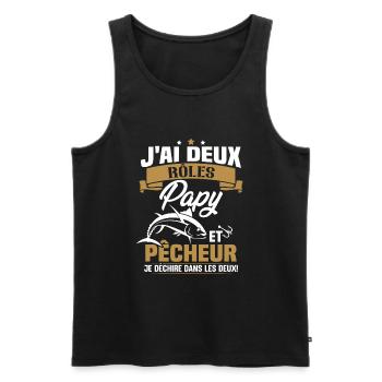 Papy Et pêcheur - Débardeur bio Premium Homme - noir - Devant - Michal (187cm)