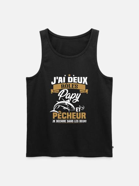Papy Et pêcheur - Débardeur bio Premium Homme - noir