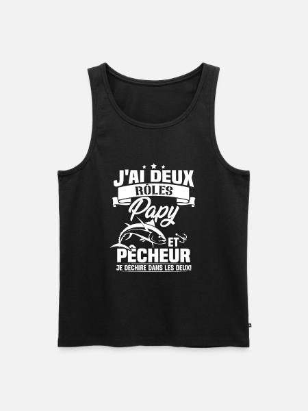 Papy Et pêcheur - Débardeur bio Premium Homme - noir