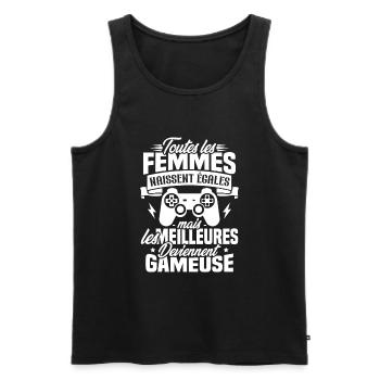 Les meilleures femmes deviennent gameuse - Débardeur bio Premium Homme - noir - Devant - AI Model Male 178 light (178cm)
