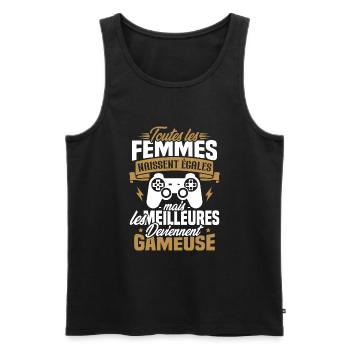 Les meilleures femmes deviennent gameuse - Débardeur bio Premium Homme - noir - Devant - AI Model Male 178 light (178cm)