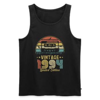 Cassette vintage 1994 - Débardeur bio Premium Homme - noir - Devant - AI Model Male 178 light (178cm)