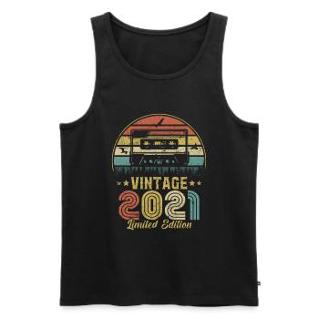 Vintage-Kassette 2021 - Männer Premium Bio Tank Top - Schwarz - Vorne - AI Model Male 178 light (178cm)