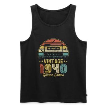 Cassette vintage 1940 - Débardeur bio Premium Homme - noir - Devant - Michal (187cm)